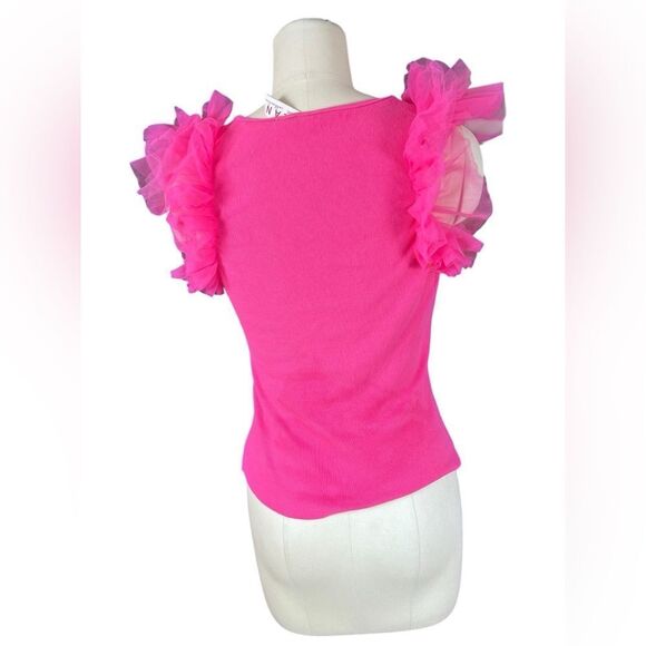 Dolan tulle sleeve tank pink size small - Picture 3 of 6